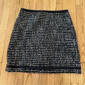 Ann Taylor Tweed Skirt Blue Navy White